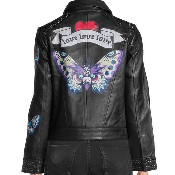 Zadig & Voltaire Kawai Cuir Paint 100% Cow Leather Jacket Sz L NWT - Picture 1 of 13